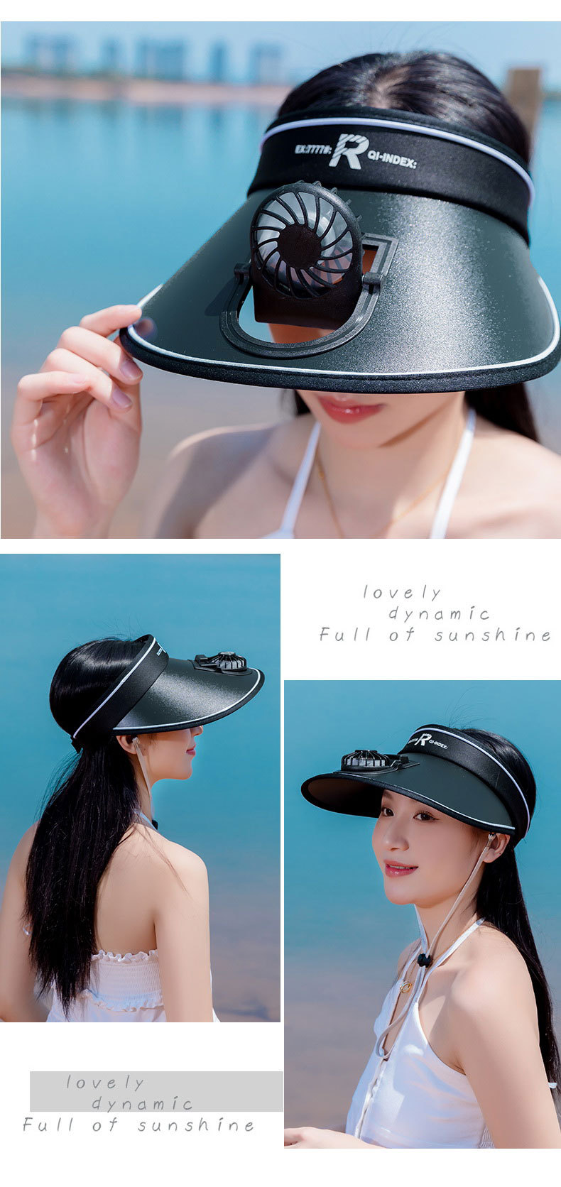 夏季帽子男可调节空顶遮阳帽防晒旅游女户外风扇帽充电现货批发帽详情14