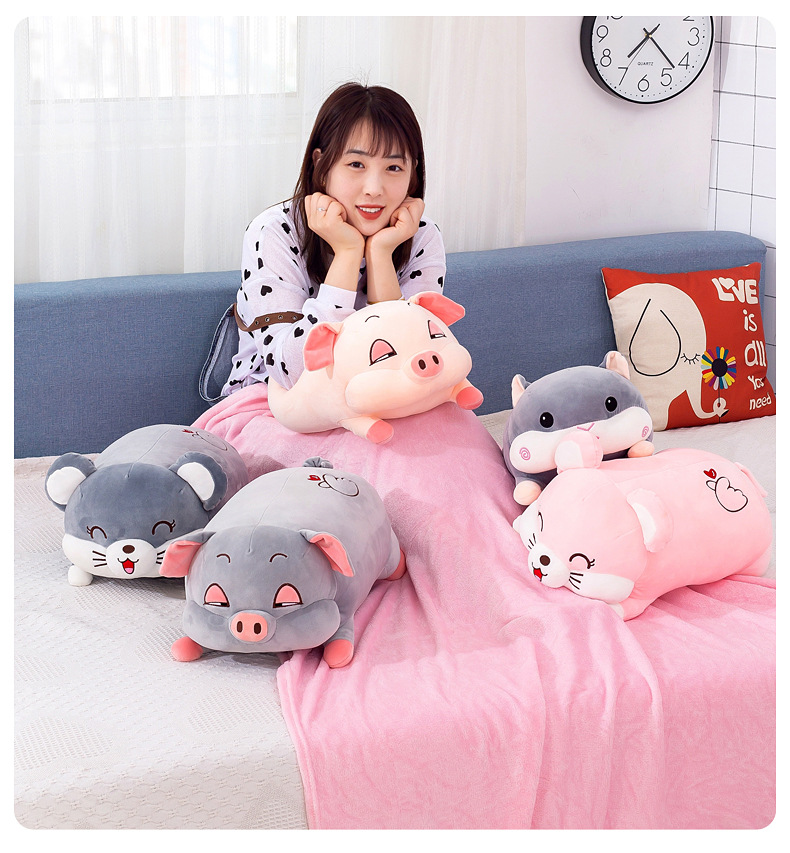 New cartoon animal throw pillow, two-in-one pig doll, air-conditioned blanket, birthday gift for the event, one-piece delivery pic 19