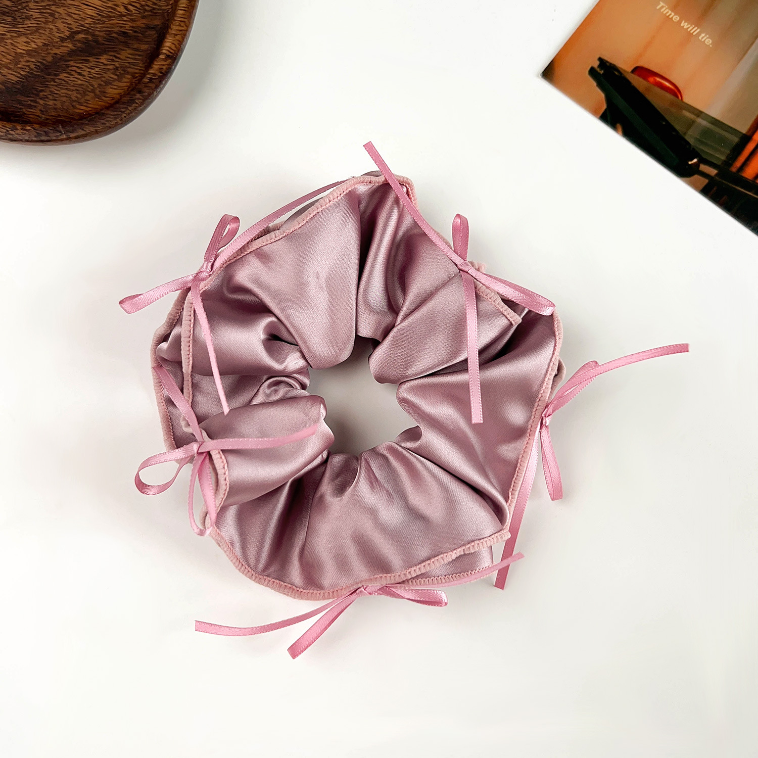 甜美芭蕾风丝带蝴蝶结大肠发圈少女扎发气质缎面发绳大号头绳发饰详情15