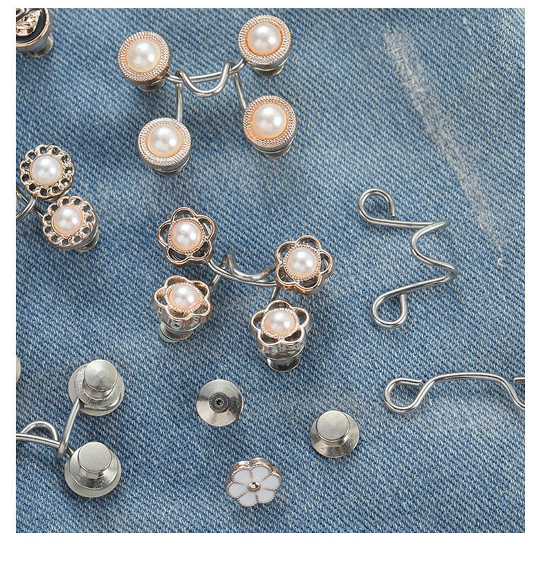 The new nail-free waist-cinching wonder: detachable jeans with a large and small waistline extension and adjustable metal button for waist cinching pic 4