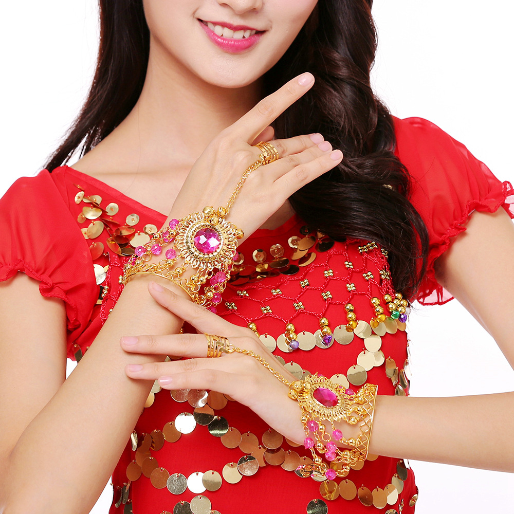 印度舞演出手镯手环肚皮舞跳舞蹈配饰品舞台表演指环戒指宝石手链详情15