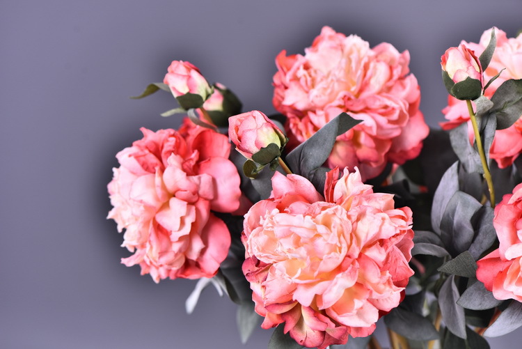 Factory direct sales of 2 simulated peonies, retro charred edge simulated peonies, soft decoration floral art for living rooms, lobbies and homestays pic 50