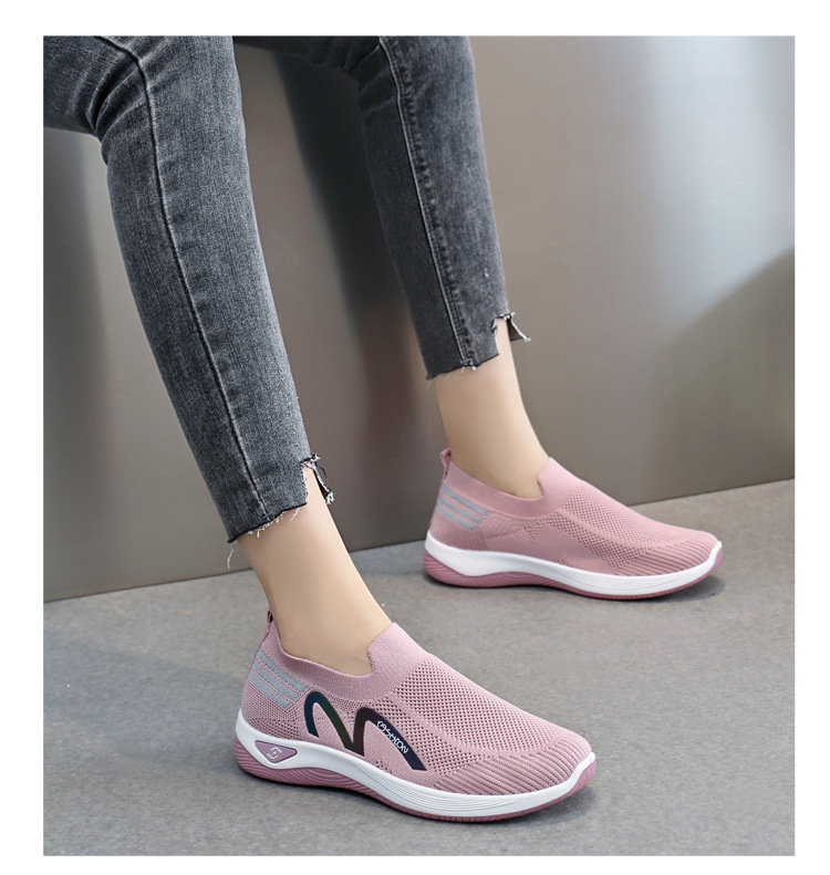 2023新款飞织一脚蹬袜子口休闲女鞋按摩底透气妈妈鞋健步运动鞋详情21