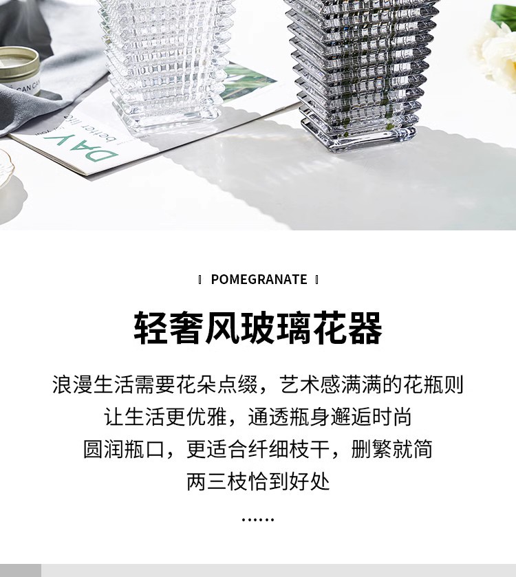 璀璨重厚水晶玻璃花瓶透明北欧水培客厅插干鲜花装饰摆件详情18