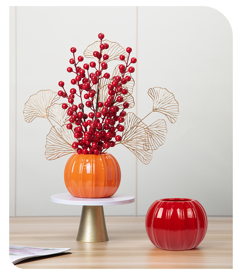 Factory wholesale plastic flower POTS for entrepreneurship, pumpkin-shaped simulation vases, festive decoration, festival decoration, two halves spliced together pic 7