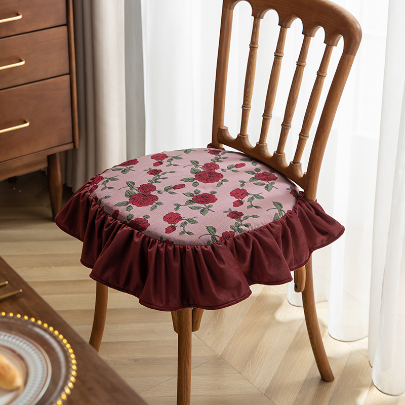 Wholesale of home Chinese-style dining chair and stool cushions with straps, velvet anti-slip seat cushions, solid color in winter, detachable and washable pic 4