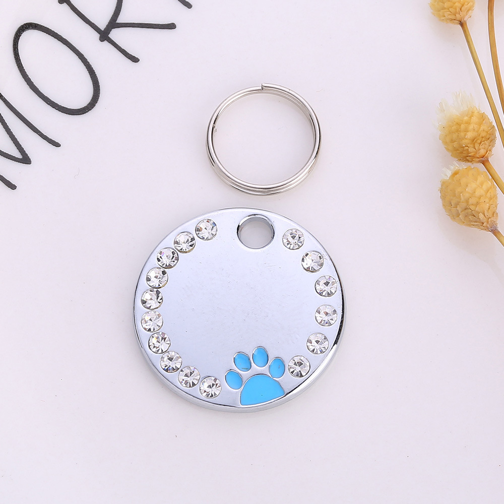 Pet accessories: Multi-color oil drip, foot print, pet dog tag, outdoor anti-loss engraved with diamond cat necklace pendant pic 10