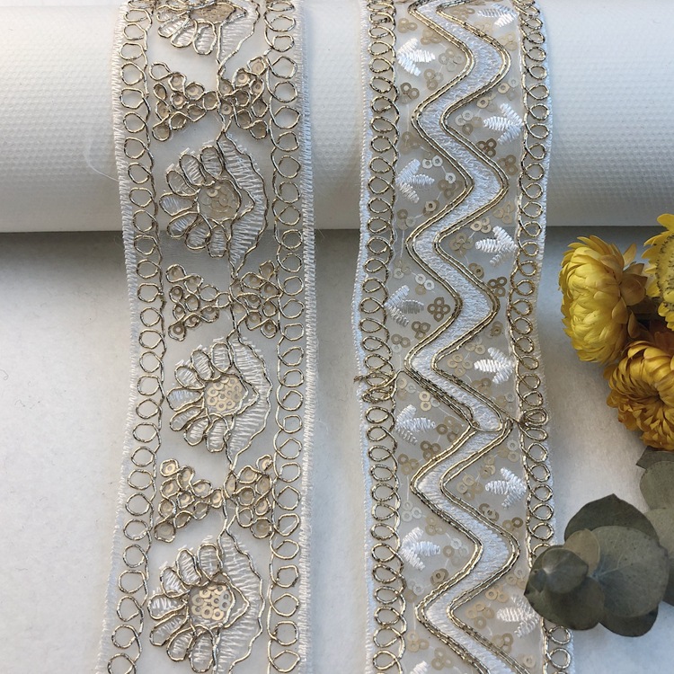 In stock: mesh, sequin, embroidery, lace, gold thread, bone lace, webbing, curtains, wedding lace, clothing accessories pic 30