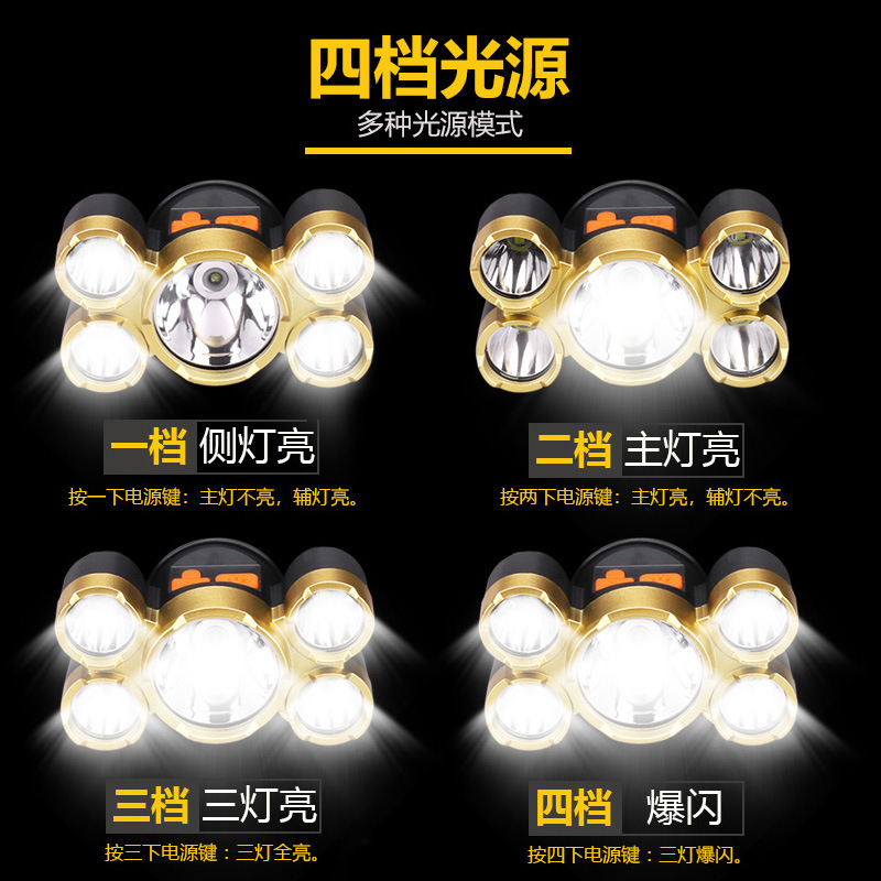 Rechargeable led night fishing, strong light head, long-range strong light LED long-range outdoor camping head-mounted flashlight pic 3