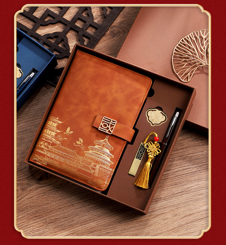 Customized A5 business national trend souvenir notebook, enterprise office meeting event gift box set with logo printing pic 15