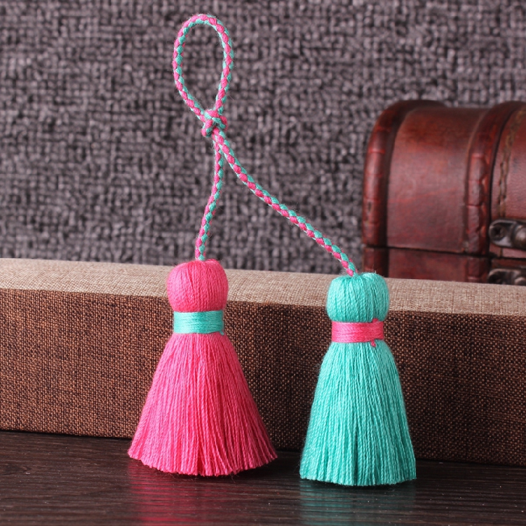 New color-offset double-ended cotton thread tassel handcrafted clothing, cheongsam with lapel button and Chinese-style classical tassel pendant pic 31