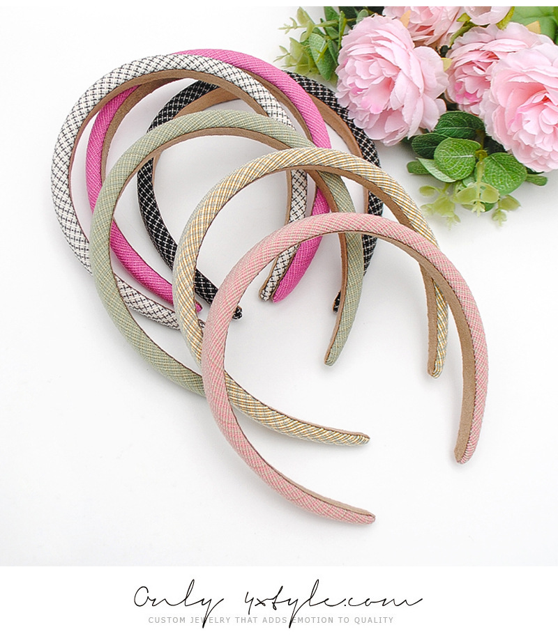 复古法式小香风宽边海绵发箍小方格增高颅顶秋冬外出压发饰头箍女详情9