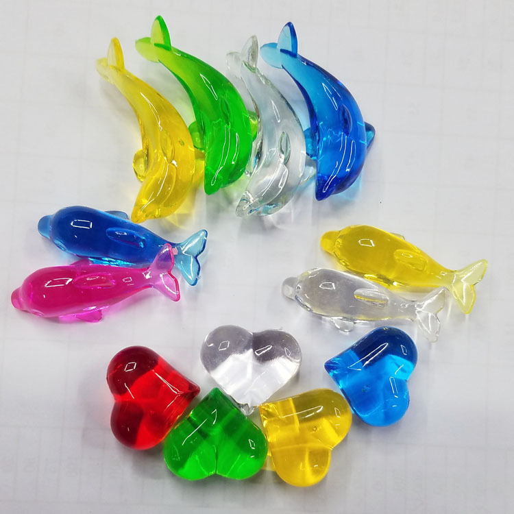 Wholesale of heart dolphin fish plastic beads, acrylic stone ice cubes, Baojie Aquarium decorations in multiple colors and styles pic 6