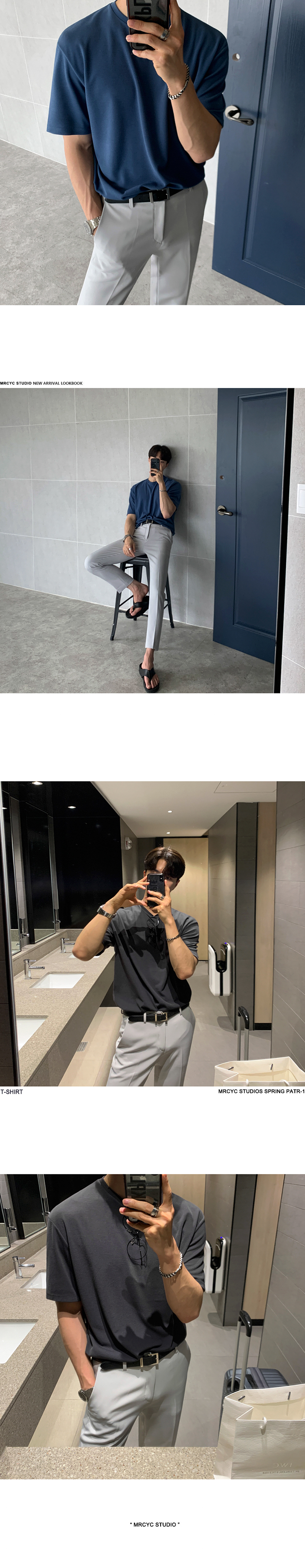 MYQ短袖T恤男士夏季宽松韩版潮流高级感纯棉百搭五分袖纯色体恤详情6