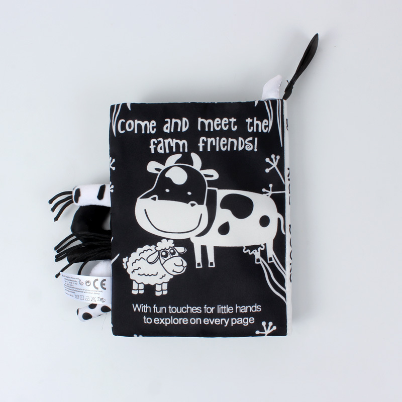 Tail cloth books, toy books, baby cloth books, sound paper enlightenment books, black and white red cloth books pic 14