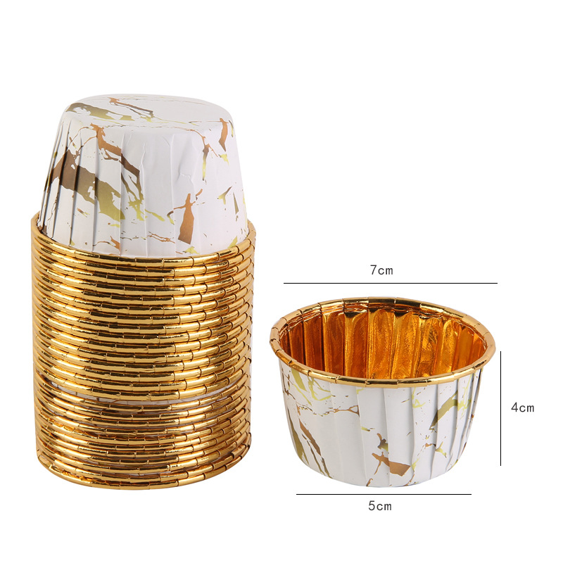 大理石纹单面金蛋糕纸杯10杯+10盖/桶详情5