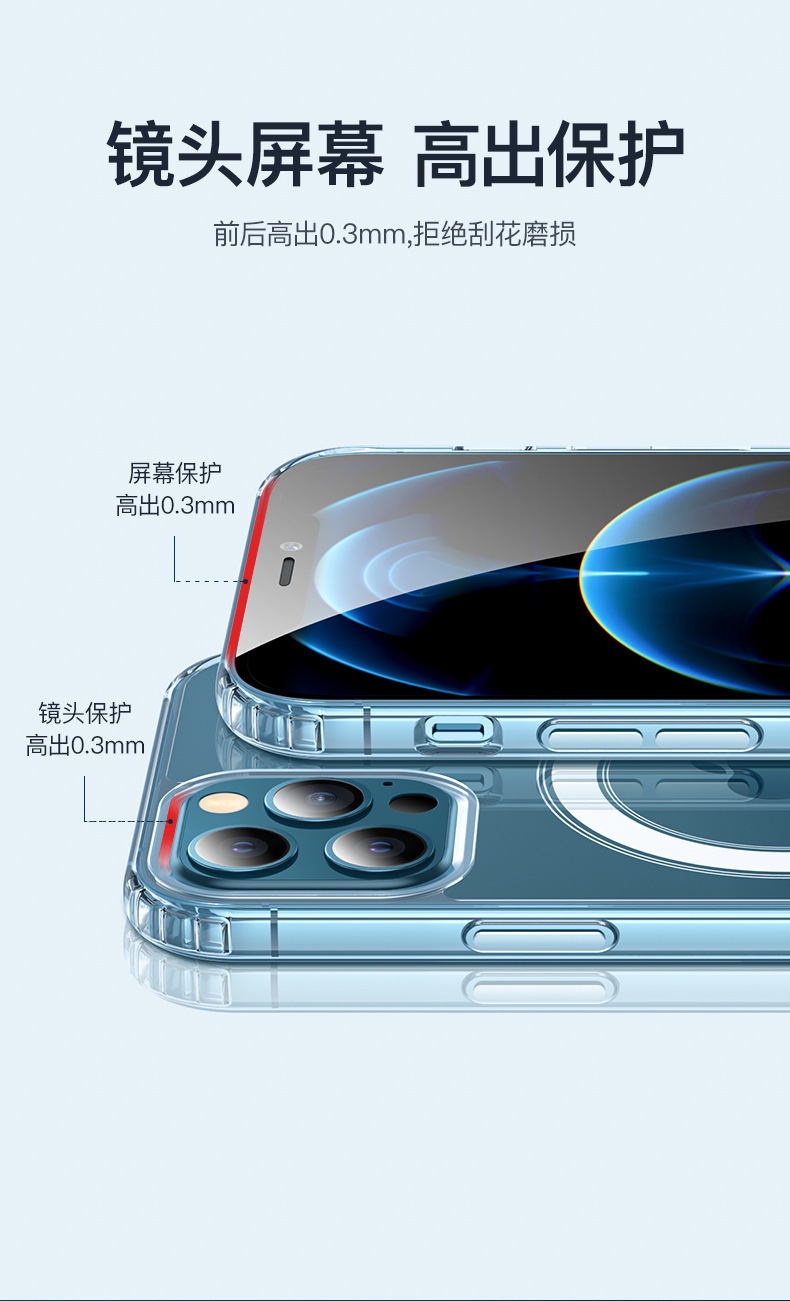 Suitable for iPhone15 Pro phone cases, Apple 14pro wireless charging transparent magnetic case, MagSafe phone case pic 9
