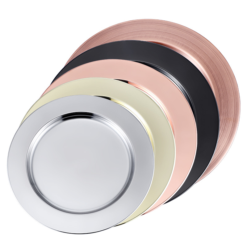 Factory wholesale circular craft plates, electroplated fruit plates, barbecue plates, display plates, and stainless steel round plates pic 2