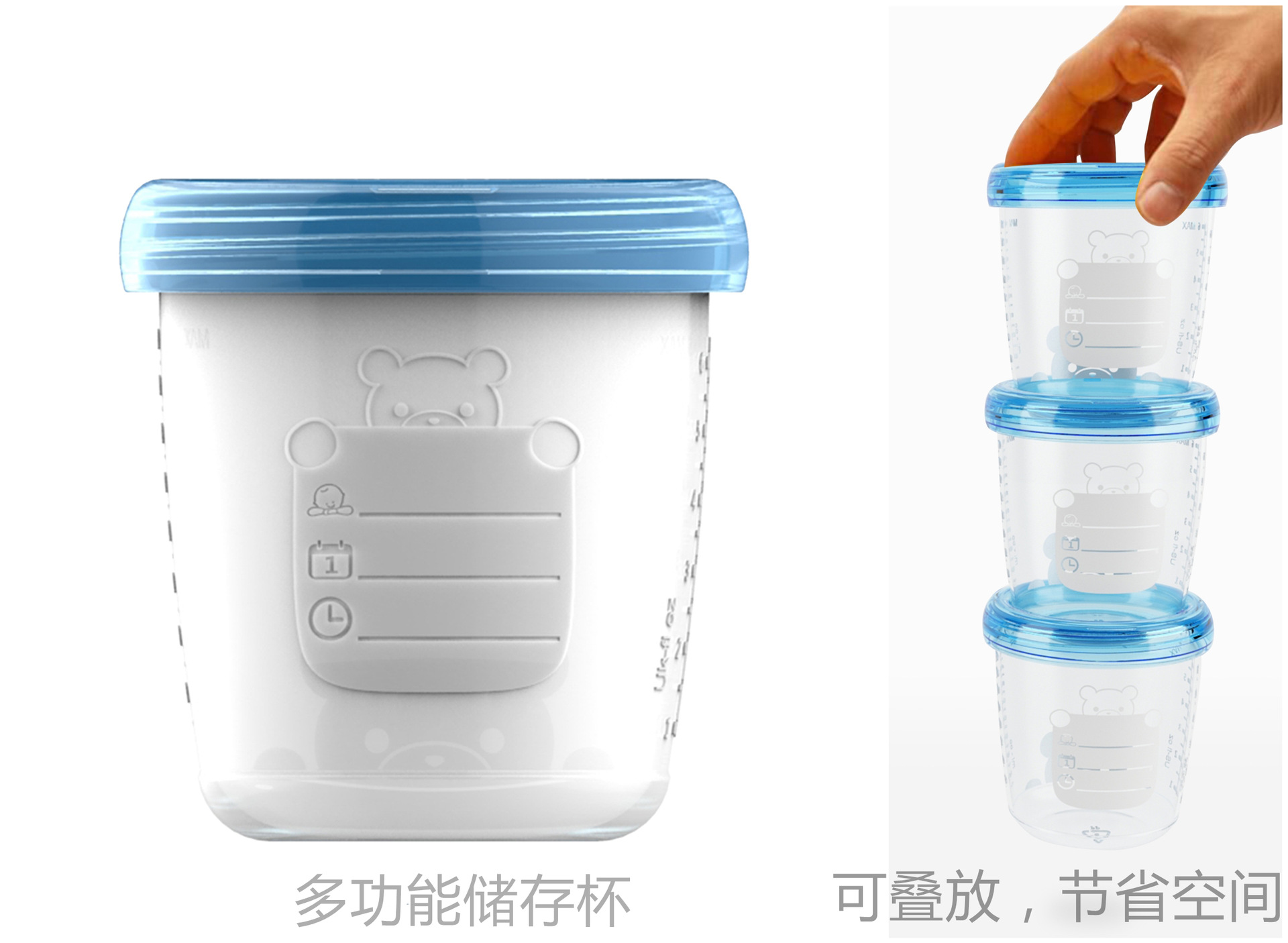 The milk storage cup can be stacked. The milk storage bottle can be kept fresh and leak-proof. The complementary food cup can be connected to a milk suction device. Breast milk storage can be OEM pic 1