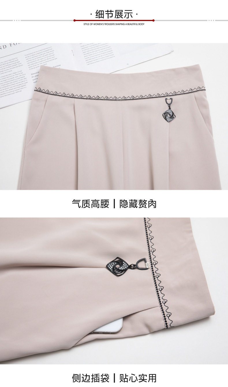 2024夏季新款直筒裤女士中年夏季高腰休闲裤女士裤子妈妈九分女裤详情22