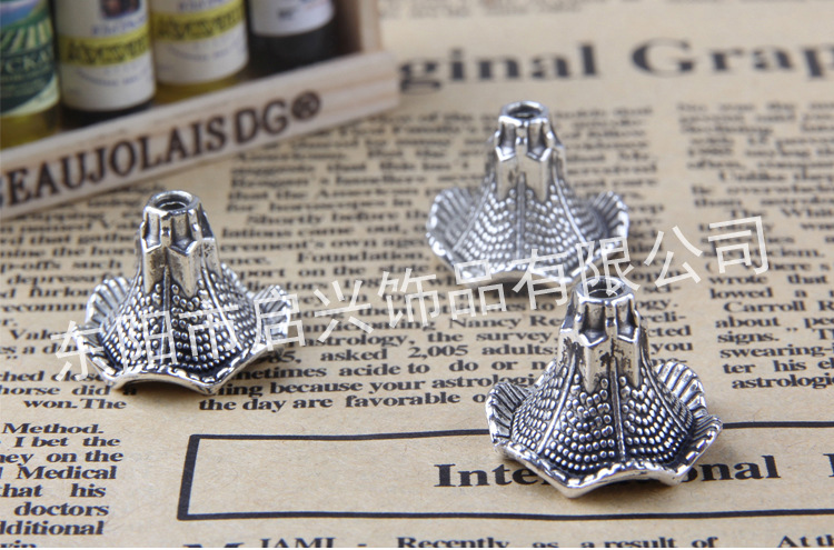 DIY jewelry accessories wholesale, retro alloy bottom drag horn, flower-shaped flower stand, special metal accessories for tassels pic 2