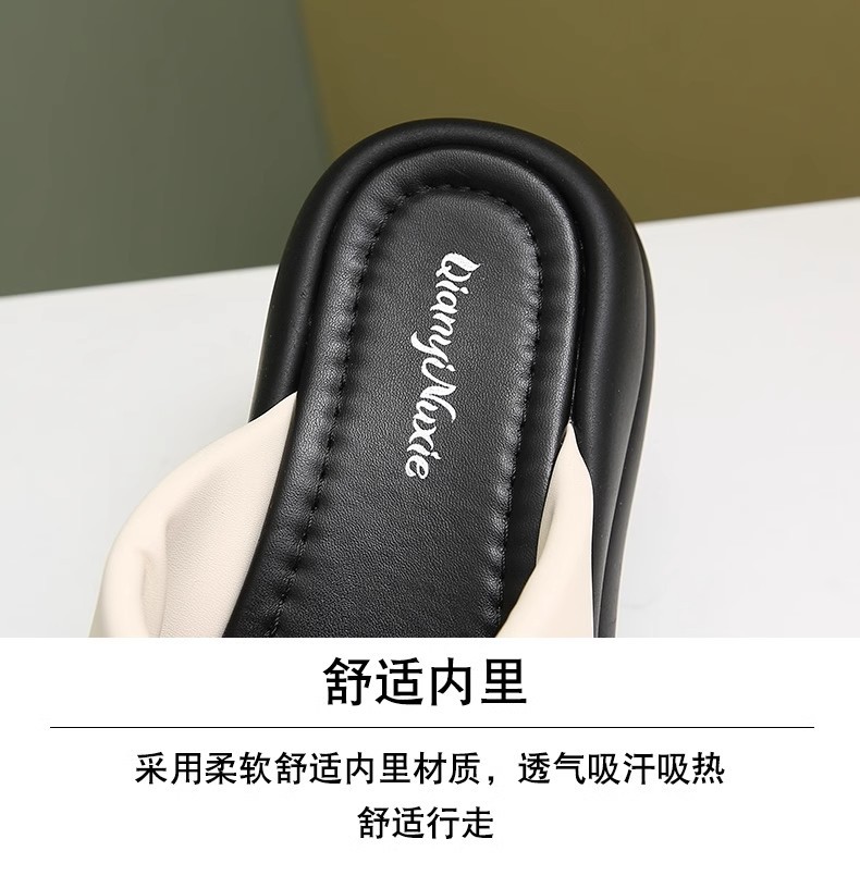 2024年夏季外穿舒适新款时尚休闲百搭厚底一字拖蝴蝶结女士凉拖鞋详情9