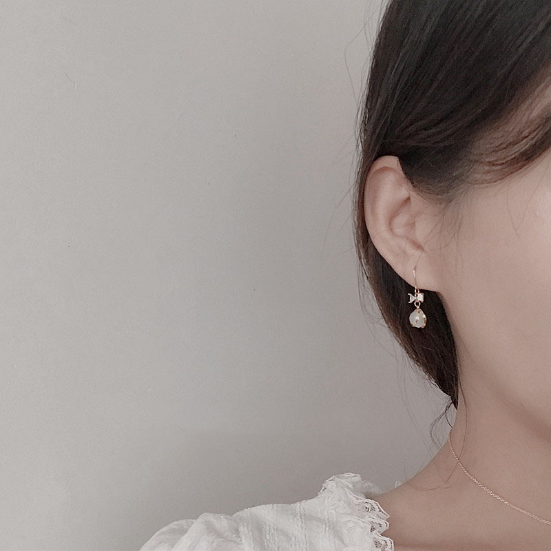 网红爆款猫眼石女式耳环气质百搭耳钉心形耳饰2023年蝴蝶结耳坠详情7