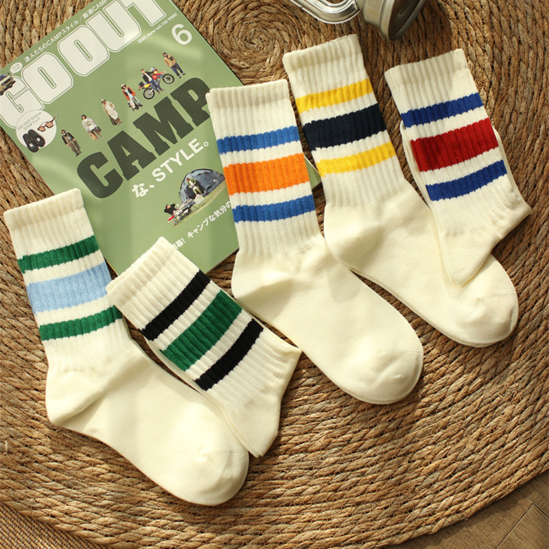 潮牌cityboy日系粗线条纹长袜男女情侣棉运动复古中筒袜子男ins潮详情21