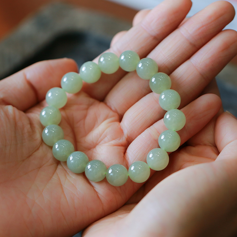 DIY Hetian jade accessories: round beads, loose beads, Qinghai material 108 Buddhist prayer beads, Hetian jade long chain accessories, crystal ornaments pic 19