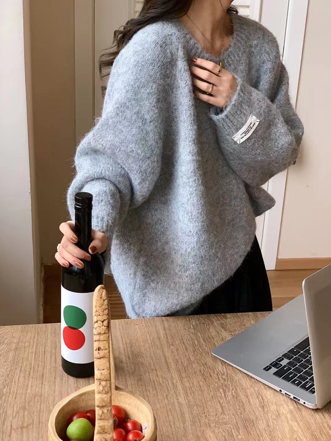 Korean autumn and winter soft, loose and laid-back round-neck sweater for women, fashionable and elegant, thickened knitted sweater with wool pic 62