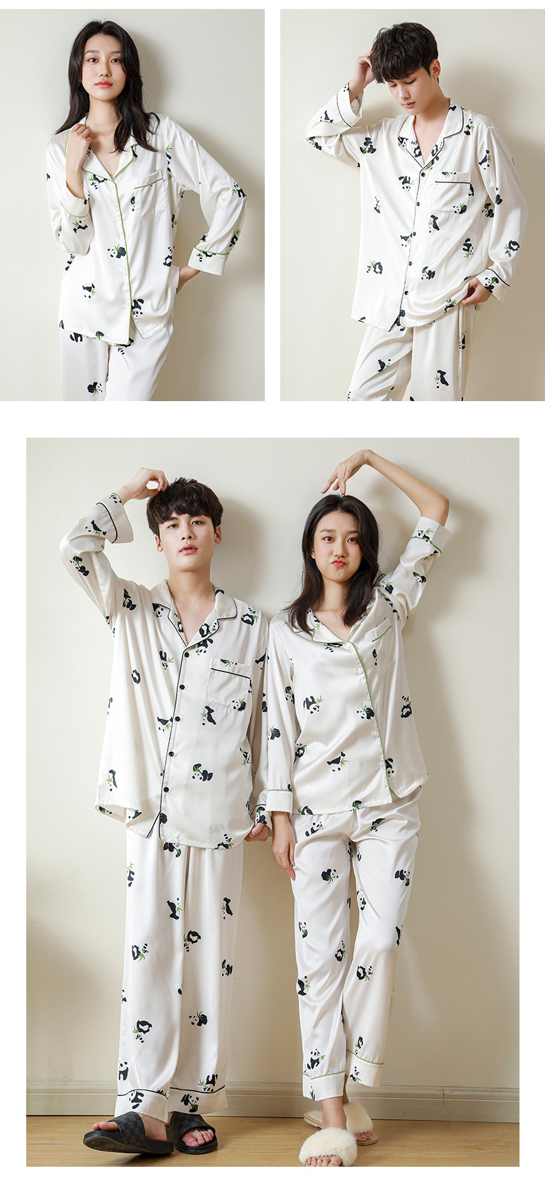 Pareja hielo pijamas de seda mujeres verano seda manga corta moda imitación de seda ropa casera outwear traje hombre al por mayor pic 30