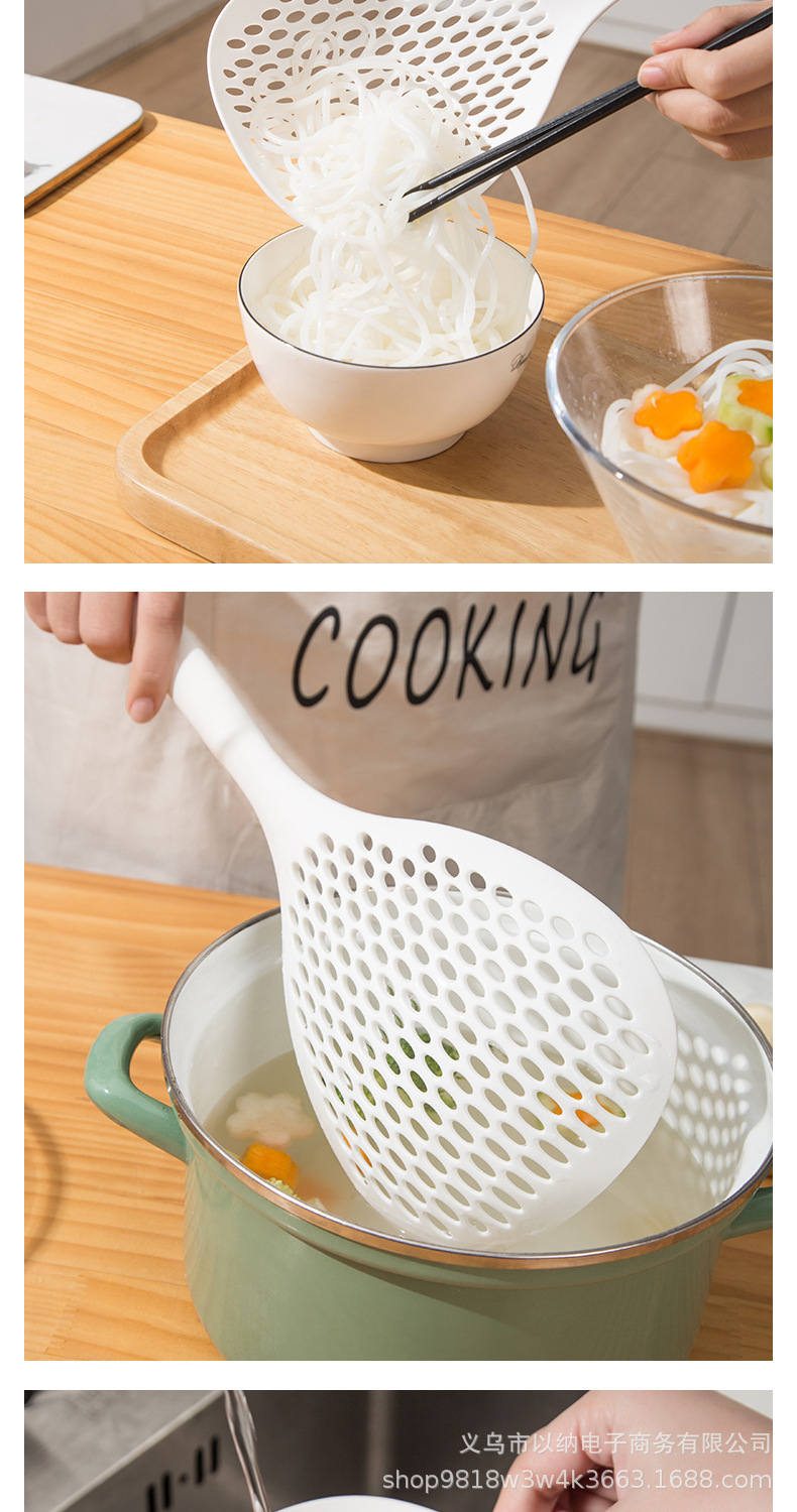 A large kitchen noodle strainer with a nylon large strainer, a household long-handled anti-slip round strainer, a draining strainer through the strainer pic 7
