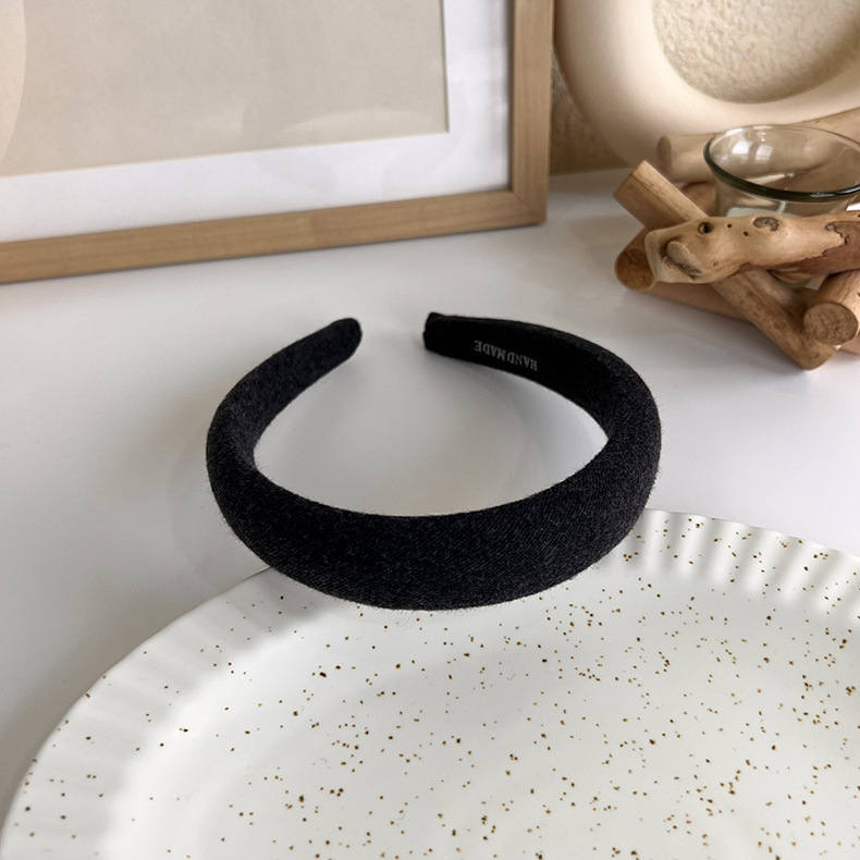 French elegant black hairband, sweet pearl braided hairpin, knitted height-increasing headband, wide-edge hairpin for women pic 35