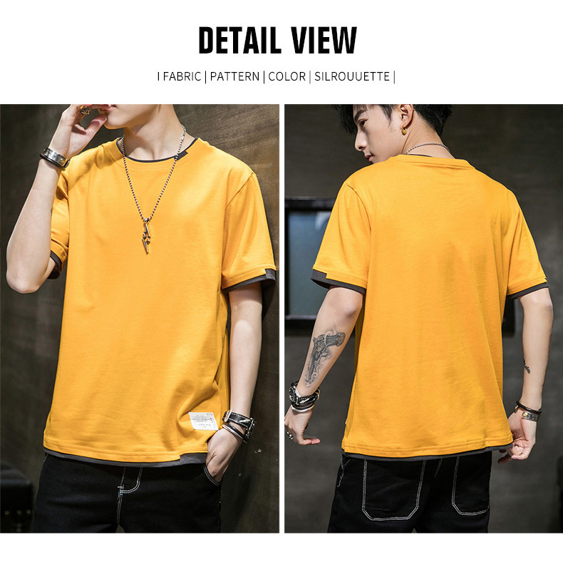 Short-sleeved T-shirt for men, Korean style, summer loose cotton T-shirt, cross-border new style, student bottom layer, half-sleeved shirt pic 12