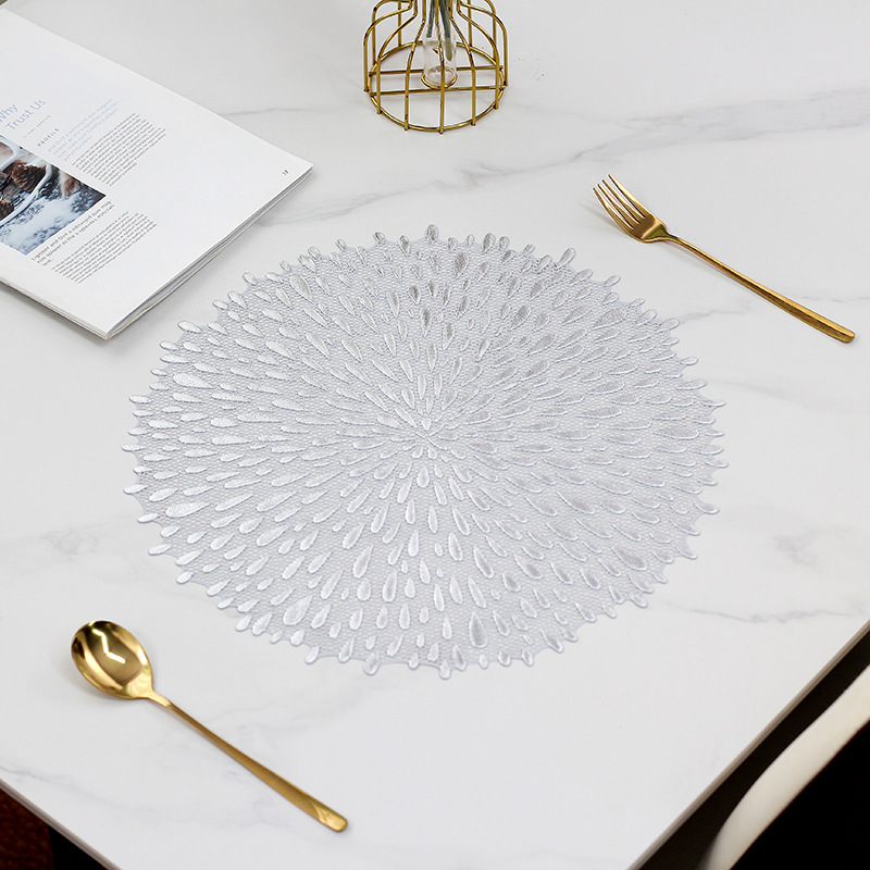Womei modern, simple and fashionable water-drop gold-embossed PVC tablecloth, European-style light luxury home decoration, waterproof, oil-proof, anti-slip, heat-resistant, wear-resistant and heat-insulating table mat pic 5