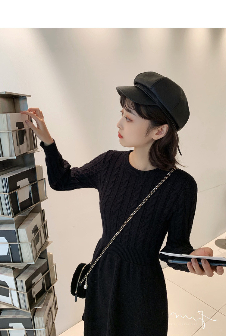 麻花拼接秋冬季连衣裙女高腰显瘦针织裙子现货批发新款女装详情21