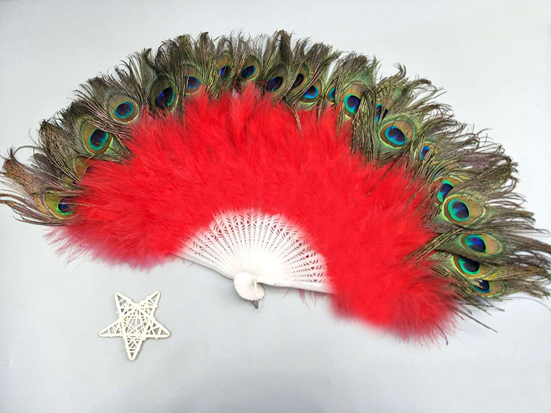 Peacock feather fan performance dance fan furniture arrangement stage props Peacock feather colorful pic 16