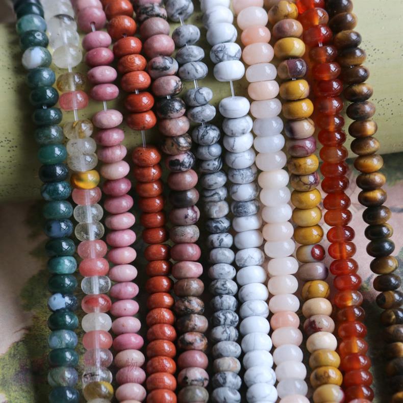 天然石算盘珠合集 红木纹虎眼蛋黄石散珠diy手串隔珠材料饰品配件详情2