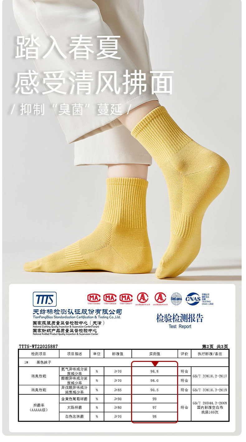 袜子女全棉中筒袜春夏季纯棉黑色纯色薄款四季女士夏潮网眼棉袜潮详情3