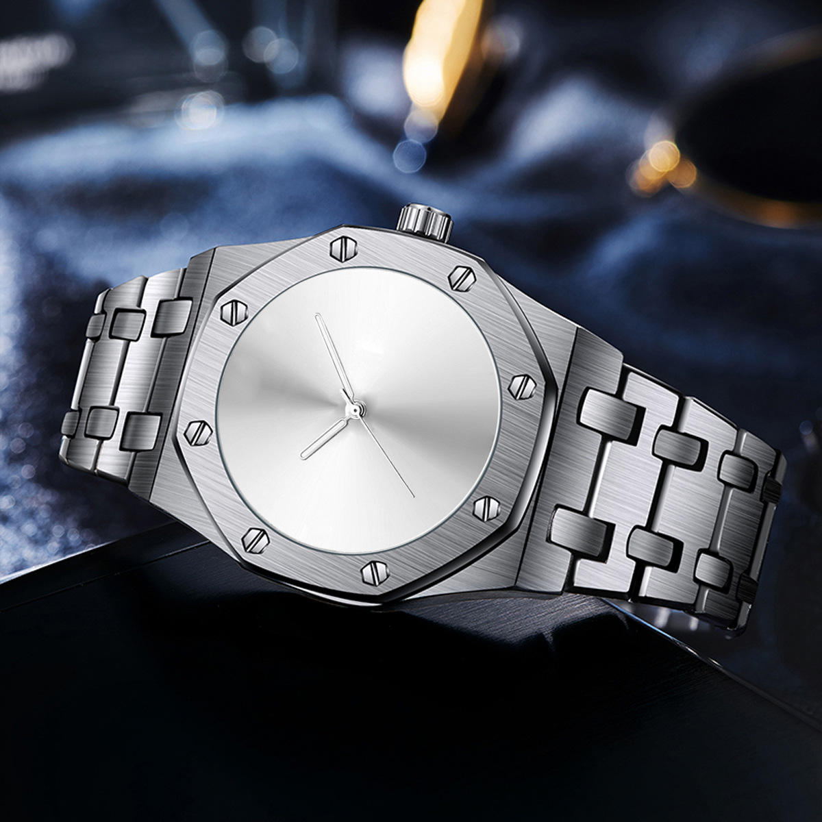 PINTIME/品时抖音手表直播爆款八边形带螺丝装饰圈防水石英手表男详情4