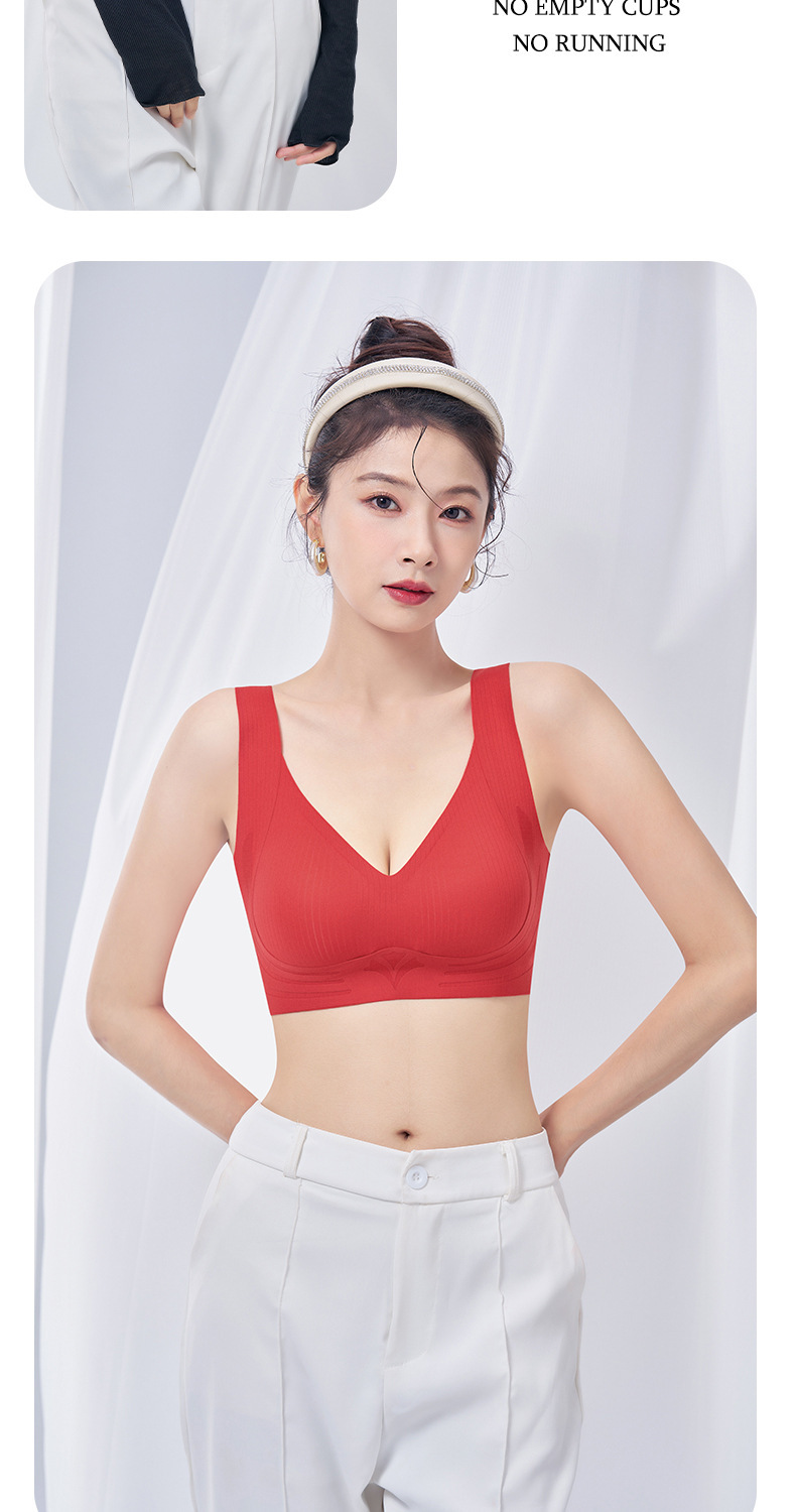 无痕内衣女小胸聚拢夏季薄款运动一体美背心式固定杯无钢圈文胸罩详情18