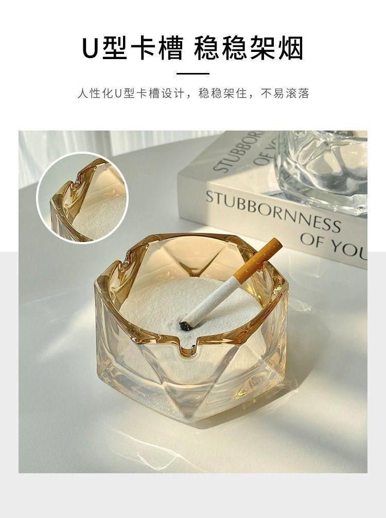 【包邮】2025新款家用玻璃烟灰缸轻奢潮流客厅烟缸办公室时尚水晶详情4