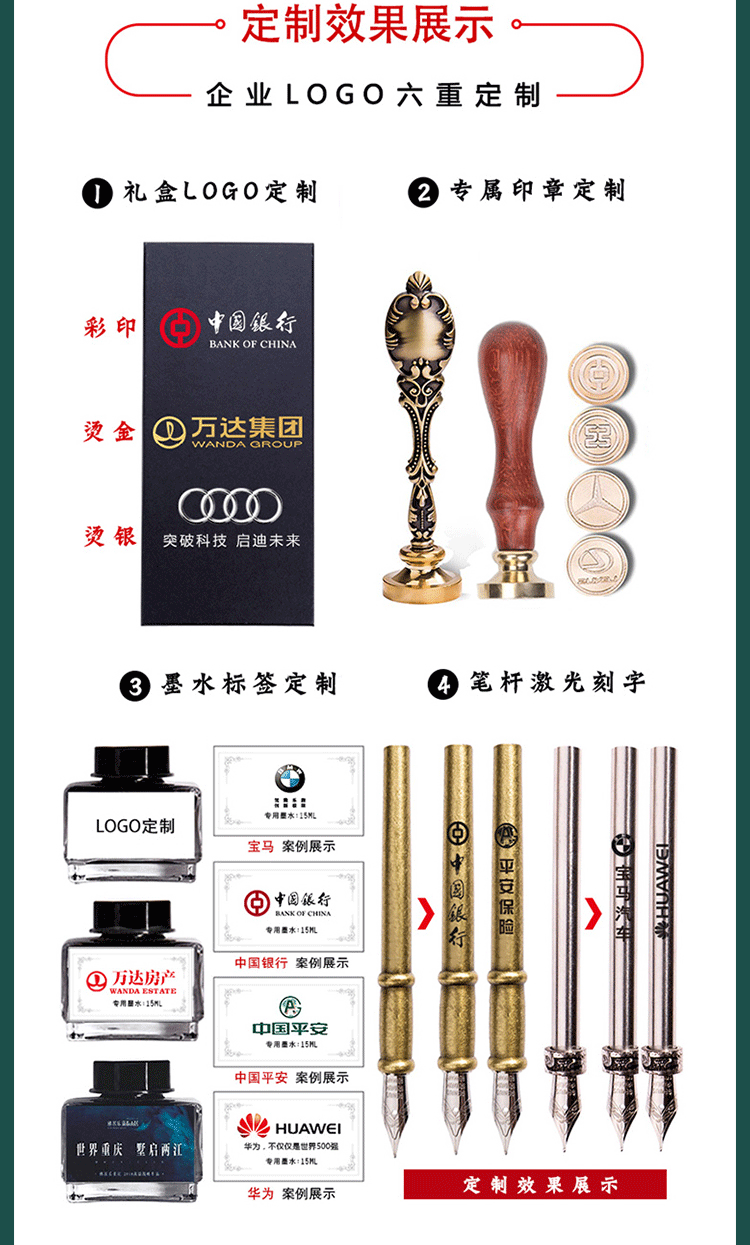 欧式复古荧光墨水小礼盒 送教师朋友 方便简单 日记签字墨水套盒详情129