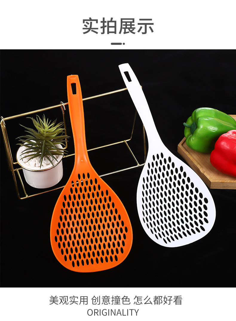 Wholesale of Japanese-style plastic large strainer for dumplings, noodles, blanching sieves, hot pot strainers, long-handled noodle scoops, and mesh spoons pic 8