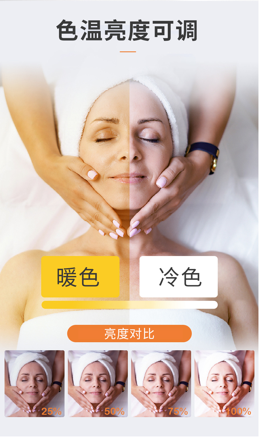 跨境半月折叠美容灯 厂家直销纹绣纹身纹眉LED灯月亮美甲可调色温详情8