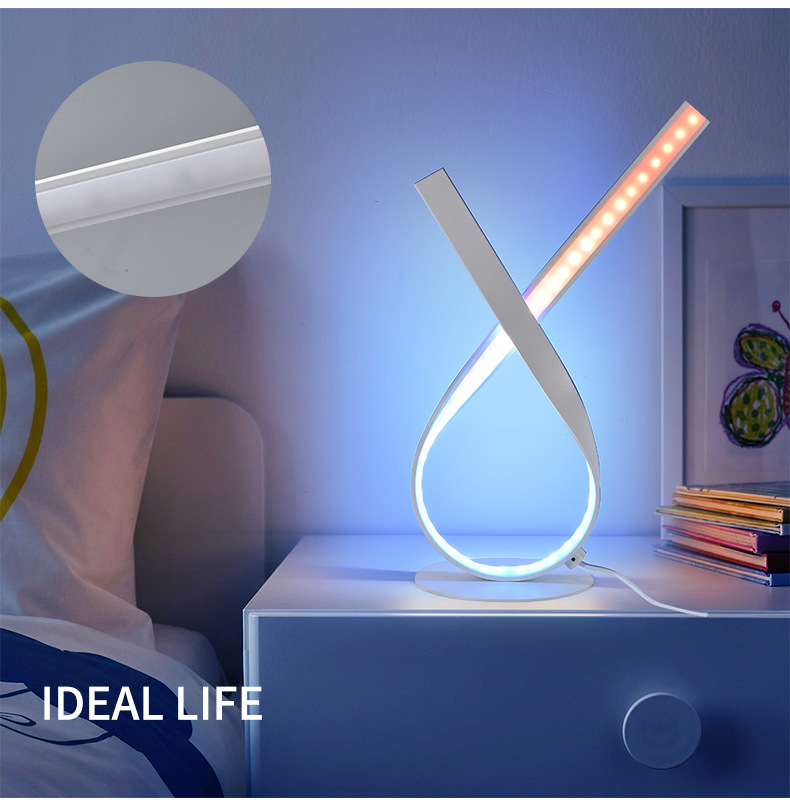 Creative, fashionable and personalized desk lamp for foreign trade, simple, romantic and warm bedroom, remote control dimming, smart APP, color-changing light RGB pic 13