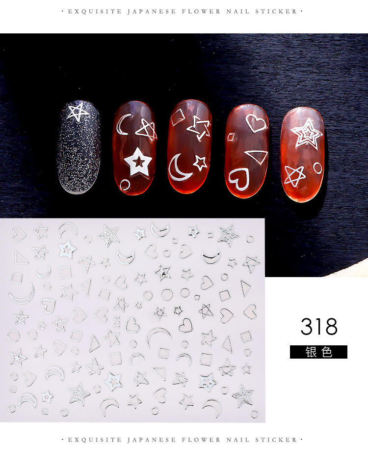 New Instagne-style star and moon nail stickers, Japanese and Korean waterproof and long-lasting gold-embossed 3d nail stickers and nail decals pic 21