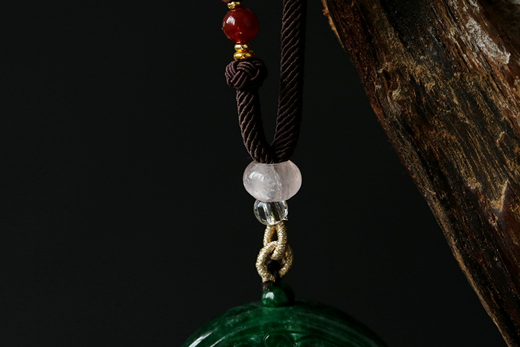 Natural jade dry green round plate, hollowed-out ruyi tassel, car, bag, key, ancient and traditional Chinese style waist accessories, Hanfu pic 9