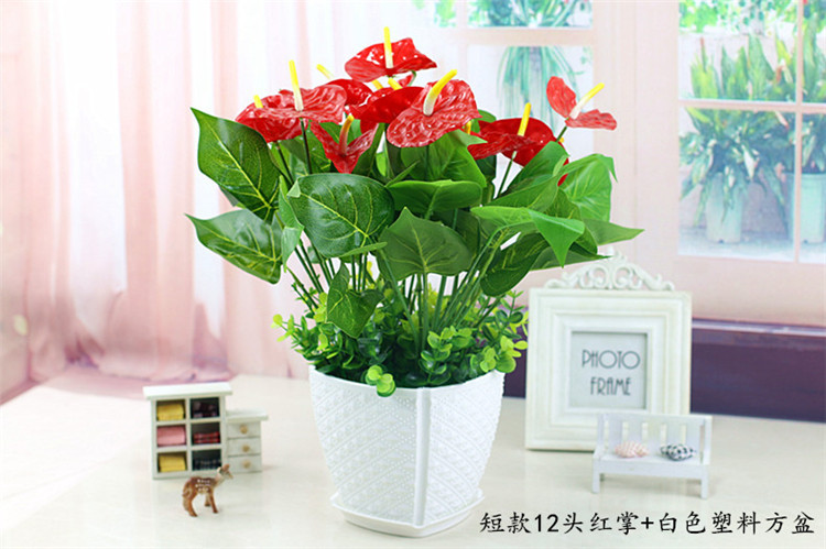 批发绿植红掌假花客厅装饰绿色植物落地塑料假花摆设盆栽绢花盆景详情16