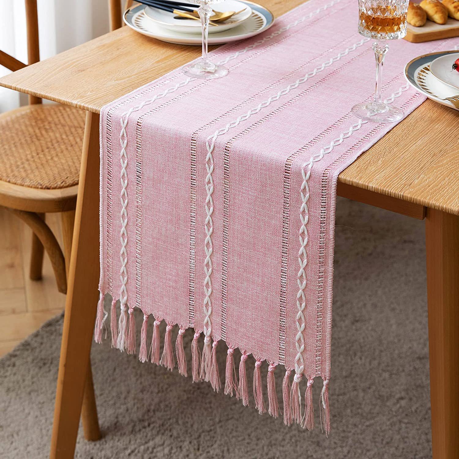 New cross-border Amazon handcrafted table flag, hollowed-out American country white tablecloth, dressing table scarf factory wholesale pic 27